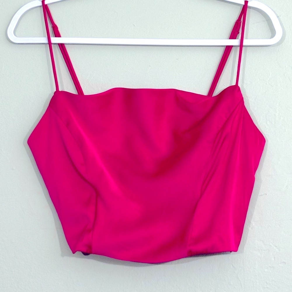H&M pink satin fitted cami top M